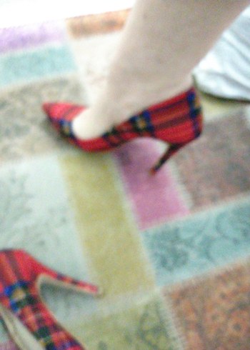 Kadın Çok Renkli Kareli Stiletto Topuklu Ayakkabı - Görsel 4