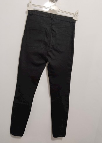 Düğmeli Siyah Salaş Kadın Kot Pantolon - Görsel 2