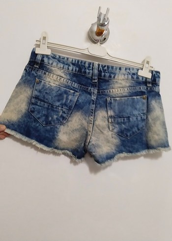 Düğmeli Renkli Batik Desenli Mini Kot Şort - Görsel 2