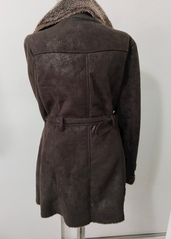 Kürk Detaylı Kahverengi Süet Biker Ceket - Görsel 5