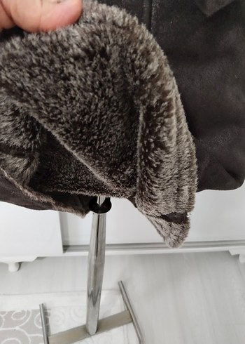 Kürk Detaylı Kahverengi Süet Biker Ceket - Görsel 6