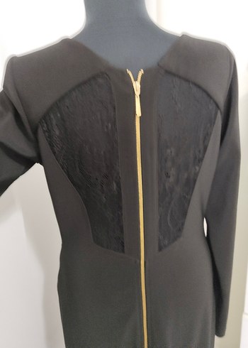 Siyah Uzun Kollu Drapeli Kadın Elbise - Görsel 5