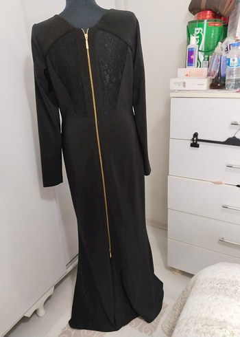 Siyah Uzun Kollu Drapeli Kadın Elbise - Görsel 3