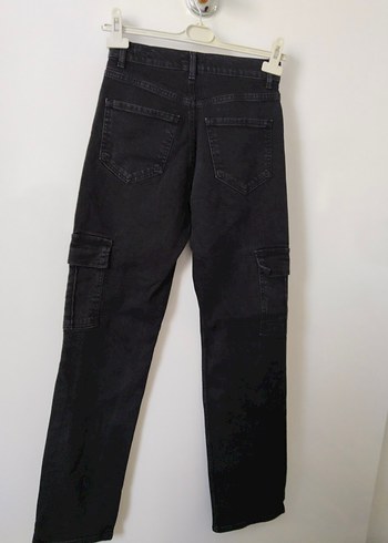 Siyah Bol Kesim Midi Denim Kadın Pantolon - Görsel 2