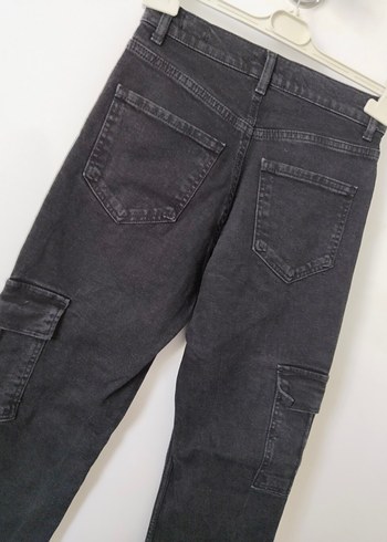 Siyah Bol Kesim Midi Denim Kadın Pantolon - Görsel 3