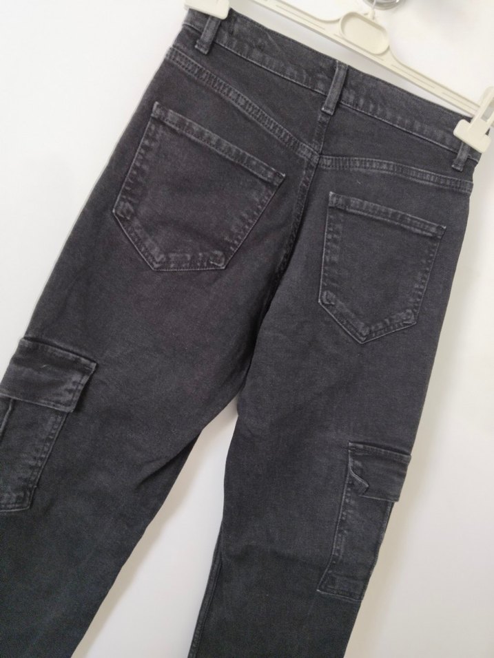 Siyah Bol Kesim Midi Denim Kadın Pantolon - Görsel 3