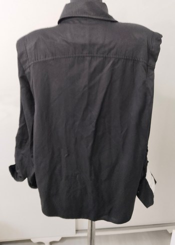 Düğmeli Siyah Kadın Gömlek - Görsel 2