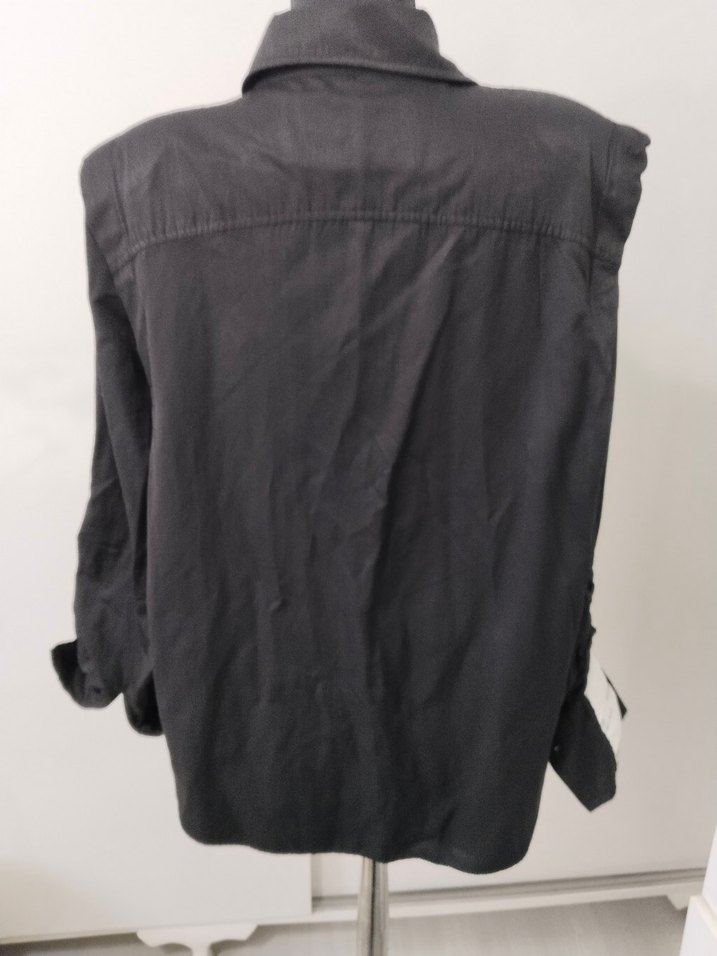 Düğmeli Siyah Kadın Gömlek - Görsel 2