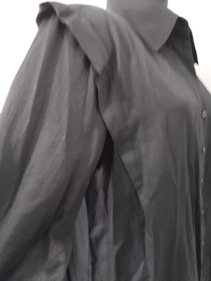 Düğmeli Siyah Kadın Gömlek - Görsel 3