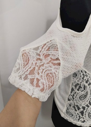 Dantel Detaylı Bohem Örgü Bluz - Görsel 4