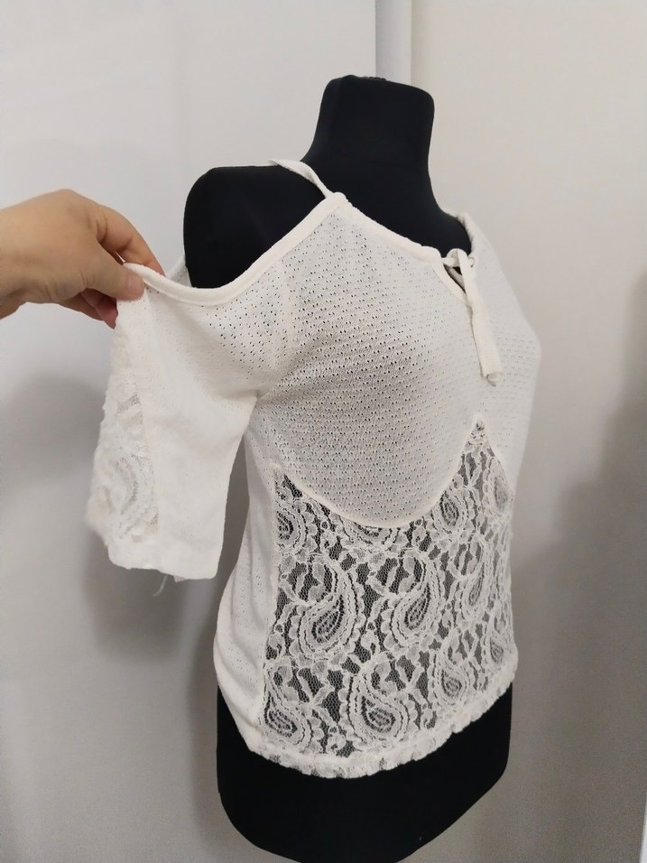 Dantel Detaylı Bohem Örgü Bluz - Görsel 2