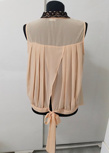 Bej Pilili Kolsuz Midi Gömlek - Görsel 3