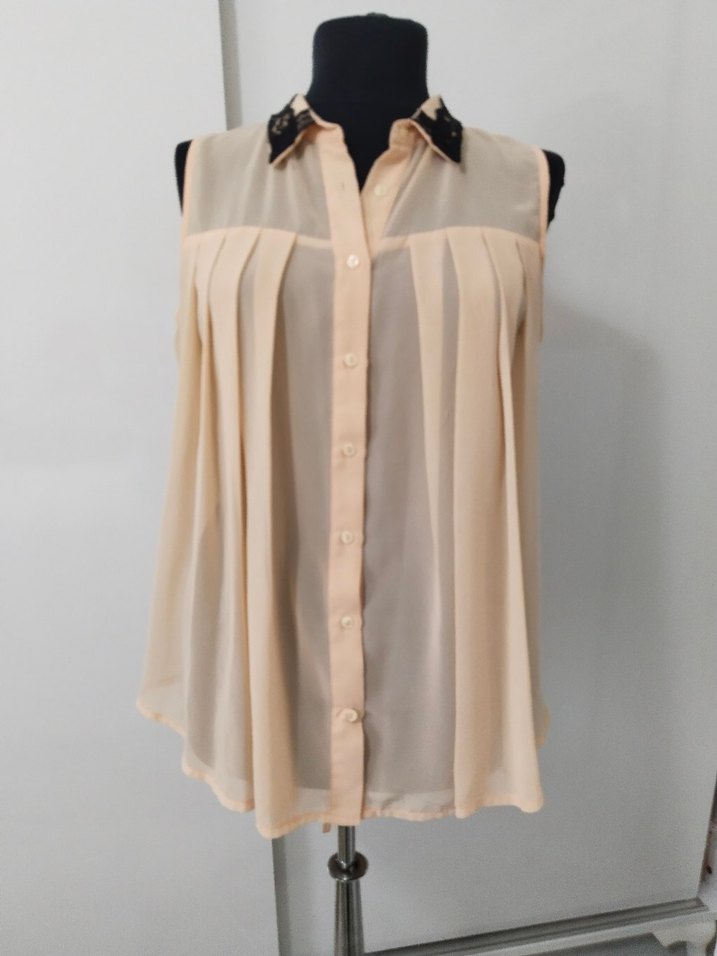 Bej Pilili Kolsuz Midi Gömlek - Görsel 2