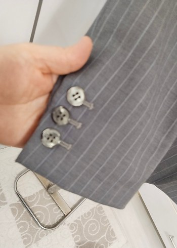 Düğmeli Gri Kadın Blazer Ceket - Görsel 3