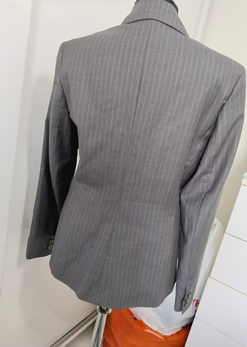 Düğmeli Gri Kadın Blazer Ceket - Görsel 2