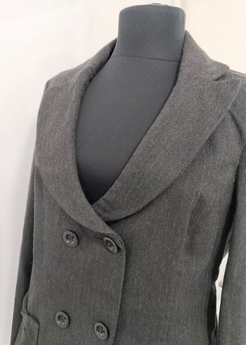 Gri Düğmeli Kadın Blazer Ceket - Görsel 3