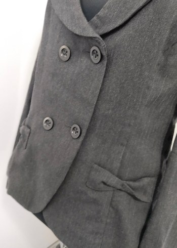 Gri Düğmeli Kadın Blazer Ceket - Görsel 2