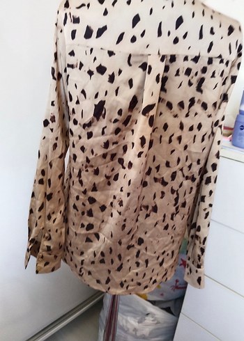 H&M Bej Desenli Kadın Uzun Kollu Gömlek