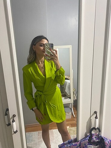 s Beden yeşil Renk Zara blazer elbise