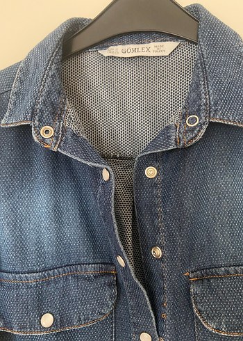 Diğer Düğmeli Gri Denim Kadın Gömlek