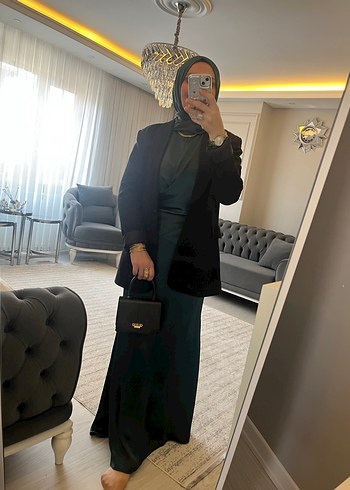 Yesıl ıkılı takım satem elbıse - Görsel 3