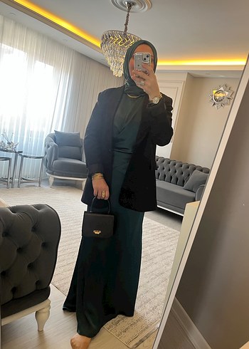 Yesıl ıkılı takım satem elbıse - Görsel 4