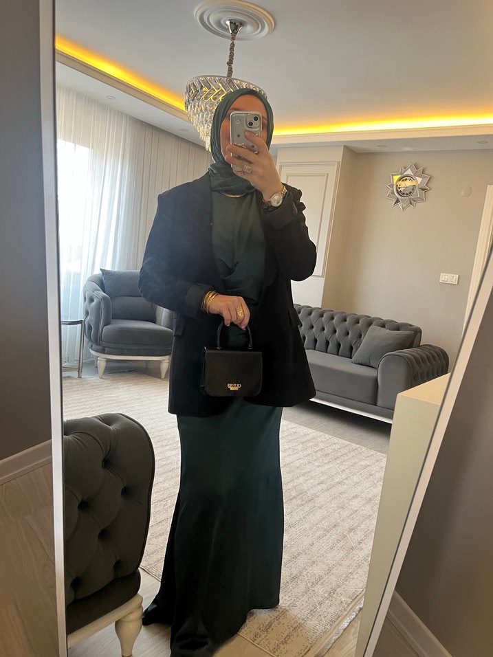 Yesıl ıkılı takım satem elbıse - Görsel 5