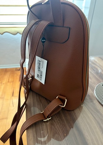 Deri Baskılı Kahverengi Kadın Sırt Çantası dogo - Görsel 2