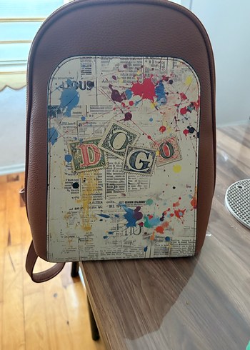 Deri Baskılı Kahverengi Kadın Sırt Çantası dogo - Görsel 3