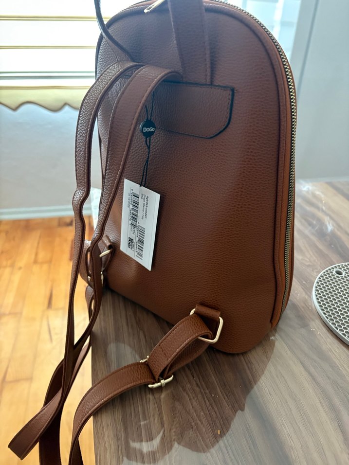 Deri Baskılı Kahverengi Kadın Sırt Çantası dogo - Görsel 2