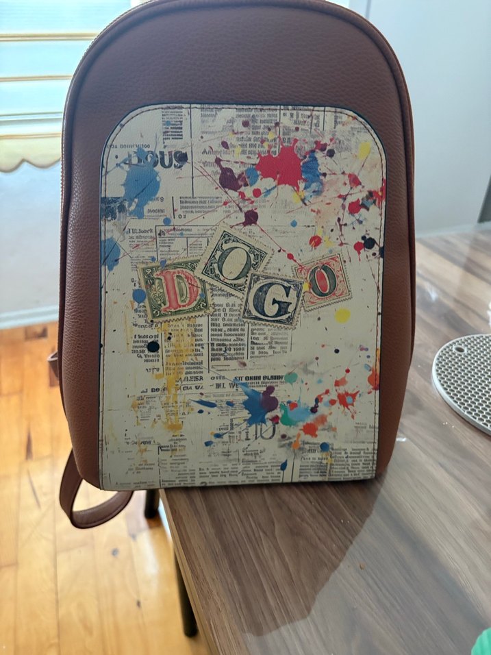 Deri Baskılı Kahverengi Kadın Sırt Çantası dogo - Görsel 3