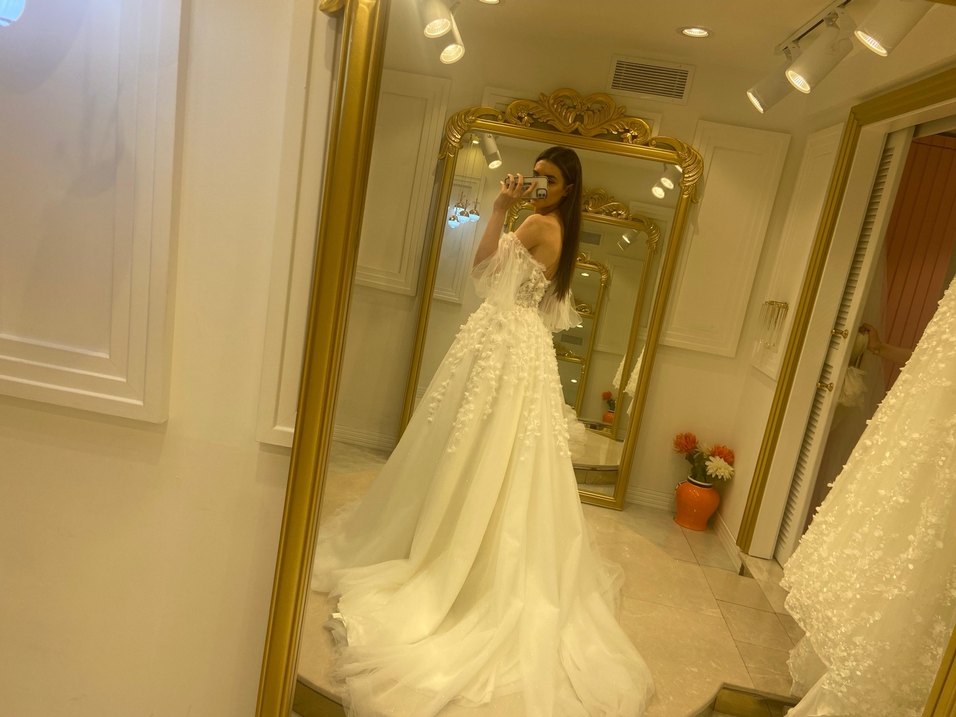 Straplez Uzun Beyaz Bohem Gelinlik - Görsel 4