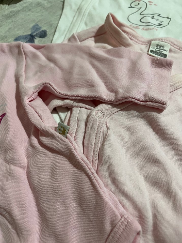 Uzun Kollu Pembe Bebek Body, Düğmeli - Görsel 2