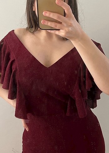 m Beden bordo Renk Abiye tulum