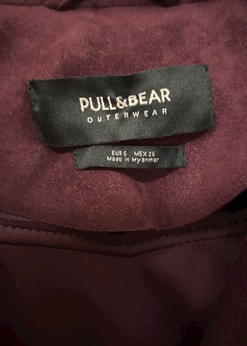 Pull&BearBordo Süet Kemerli Biker Kadın Ceket - Görsel 2