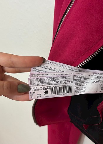 Fuşya Süet Mini Biker Ceket - Görsel 4