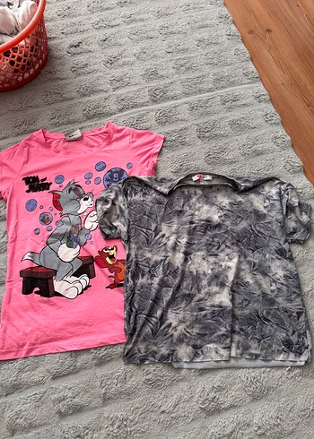 KÇocuk Gri Düğmeli Batik Tişört