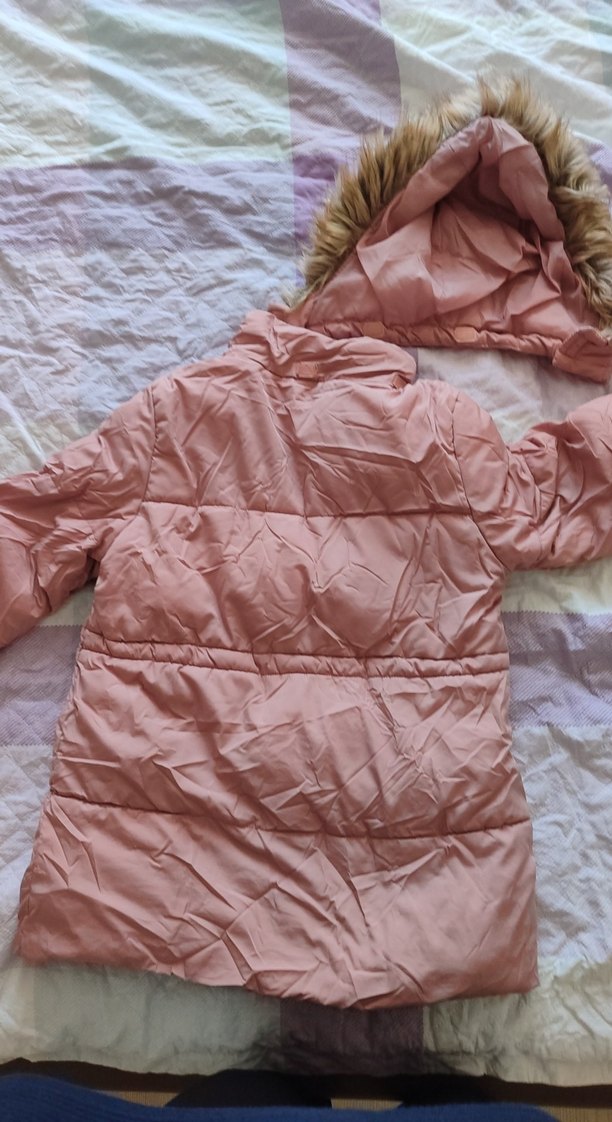 Kız Çocuk Pudra Pembe Kürklü Mont - Görsel 4