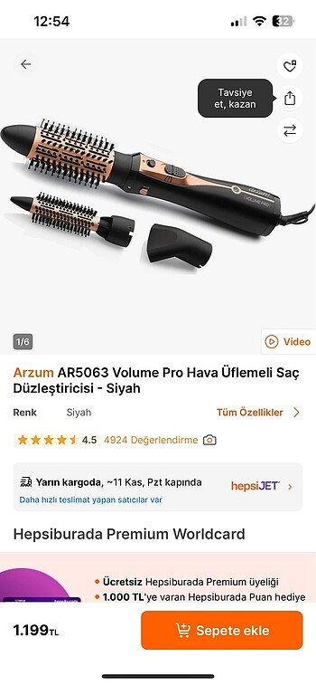 Arzum Hava Üflemeli Saç düzleştirici
