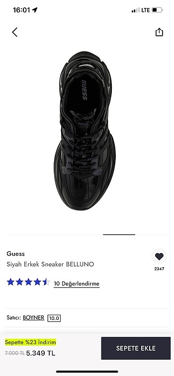 42 Beden siyah Renk Guess erkek sneaker
