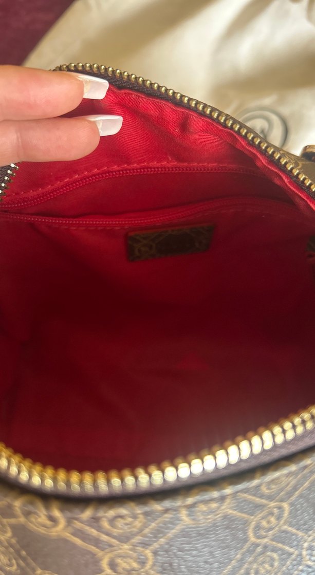 Bordo Desenli Vakko Süet Kadın Çanta - Görsel 4