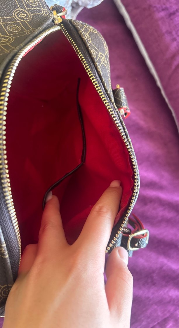 Bordo Desenli Vakko Süet Kadın Çanta - Görsel 5