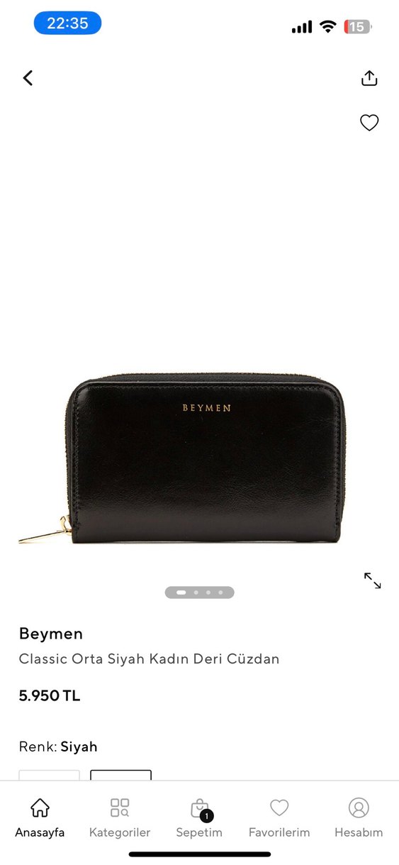 Beymen Siyah Deri Fermuarlı Kadın Cüzdanı - Görsel 5
