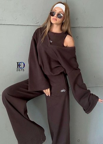 Siyah Uzun Kollu Mini Kadın Eşofman Takımı - Görsel 13