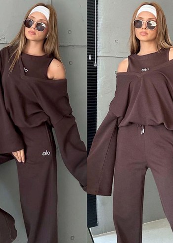 Siyah Uzun Kollu Mini Kadın Eşofman Takımı - Görsel 2