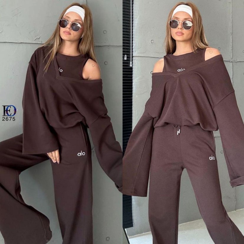 Siyah Uzun Kollu Mini Kadın Eşofman Takımı - Görsel 2