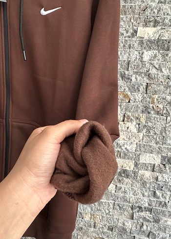 Erkek Kahverengi Fermuarlı Kapüşonlu Sweatshirt - Görsel 2