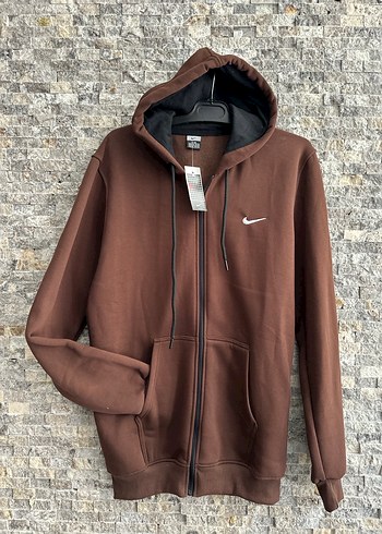 Erkek Kahverengi Fermuarlı Kapüşonlu Sweatshirt - Görsel 4