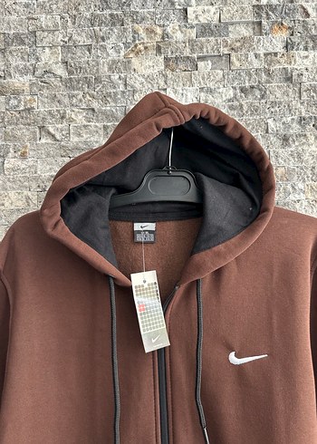 Erkek Kahverengi Fermuarlı Kapüşonlu Sweatshirt - Görsel 3