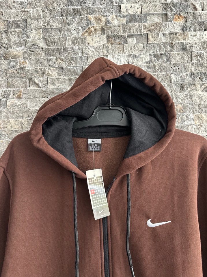 Erkek Kahverengi Fermuarlı Kapüşonlu Sweatshirt - Görsel 3